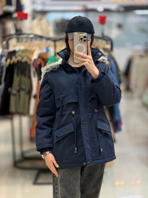 کاپشن سرمه ای کتان